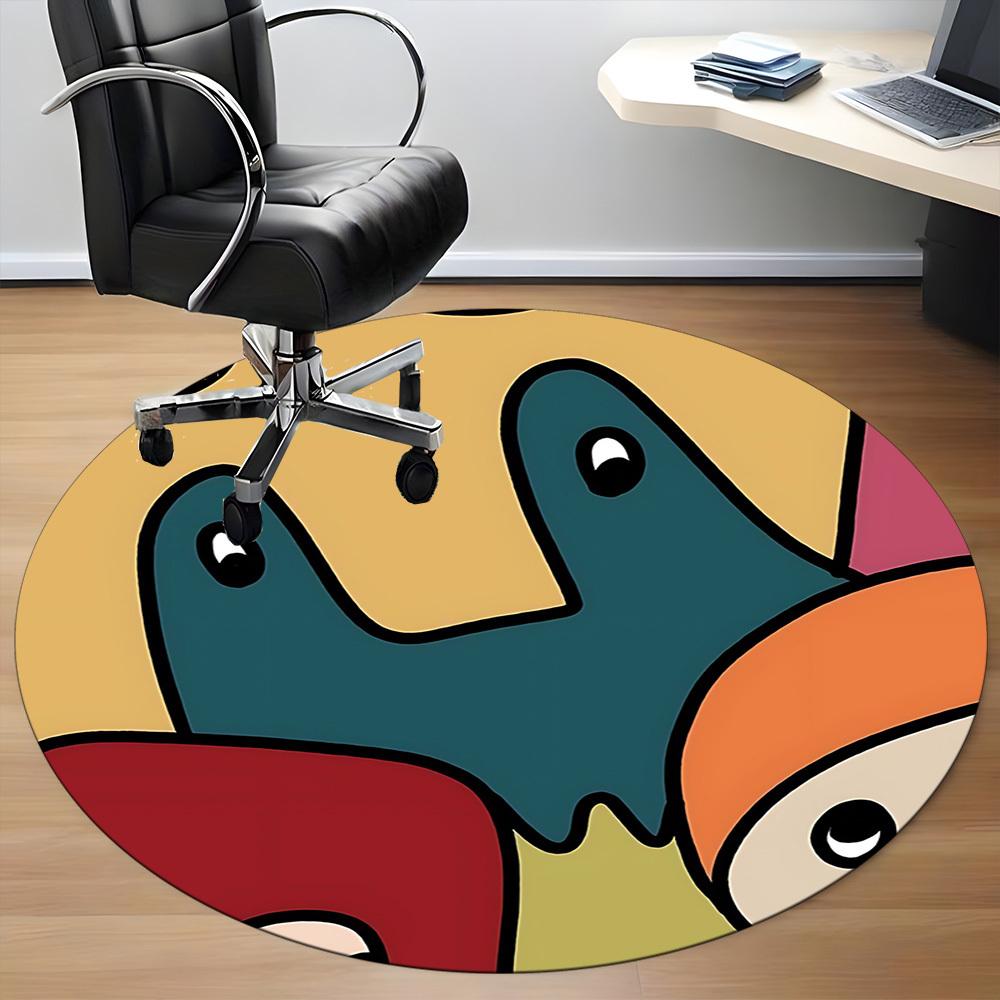 1pc Doodle Art Office Round Area Rug,  Mat Suitable For Office, Under Office Chairs Bedroom Living Room Home Decor, Room Deco