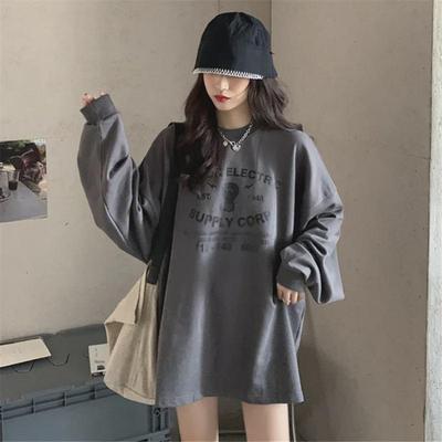 Autumn Korean Women's Round Neck Long-Sleeve Loose T-Shirt Sweater