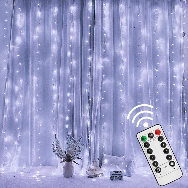 LED Remote-Controlled Copper Wire Curtain Lights for Atmosphere and Christmas Room Decor