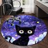 Starry Night Cat Round Carpet Chair Cushion Round Entryway Rug, Soft Round Rugs for Living Room, Bedroom, Circle Carpet Decor Gifts