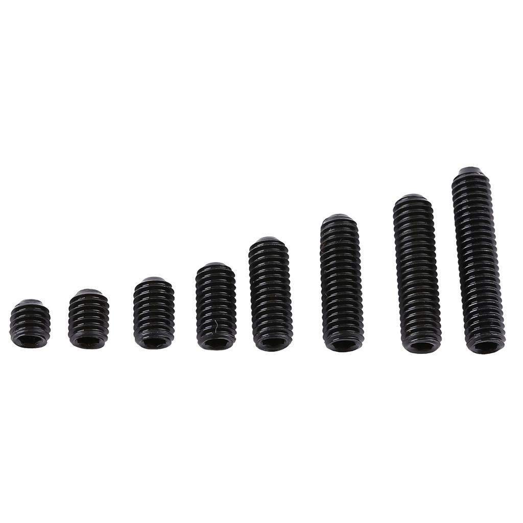 200pcs M3 Black Carbon Steel Socket Cup Point Grub Set Screw Assortment
