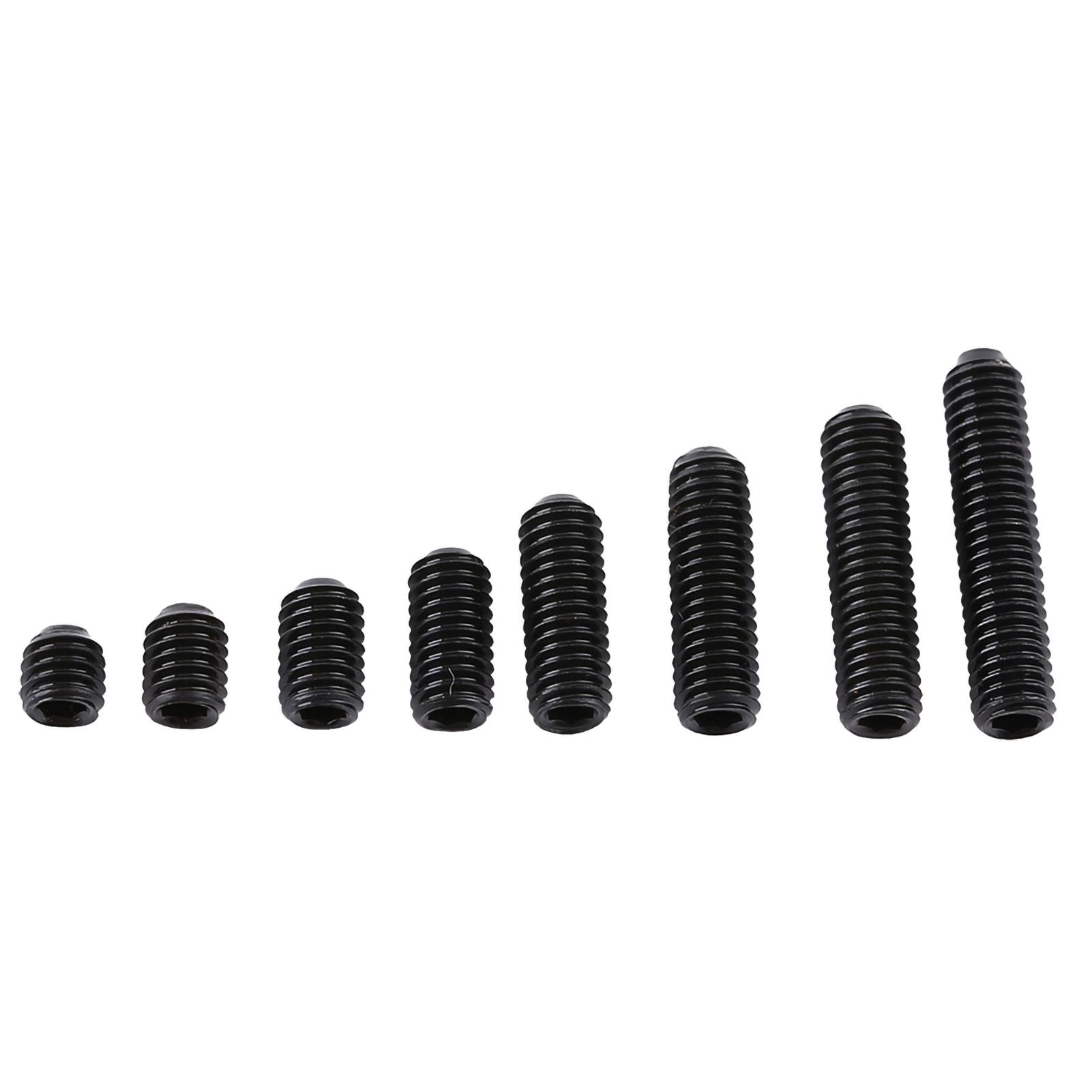 

200pcs M3 Black Carbon Steel Socket Cup Point Grub Set Screw Assortment