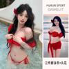 European and American style sexy swimsuit women's summer 1011 new vacation bikini red size chest gathering hot spring swimsuit