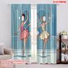2pcs,2D Plane Printing Curtains&Window Treatment Female Dance Polyester Easy Install (without Rod) Room Decor Use for Bedroom,