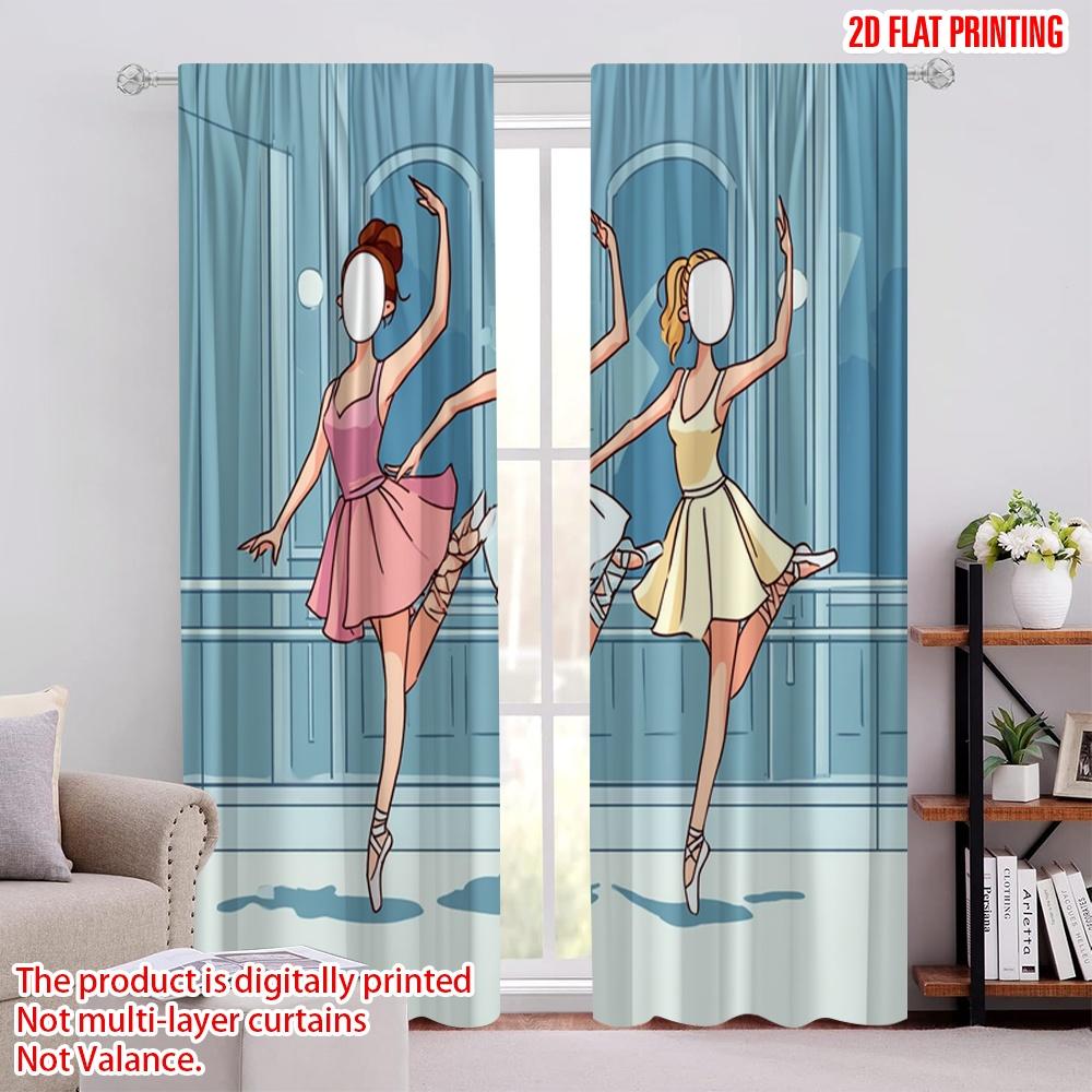 

2pcs,2D plane printing Curtains&Window Treatment Female Dance Polyester Easy Install (without rod) Room Decor Use for Bedroom, 52.50 × 116.00 cm 2 pcs