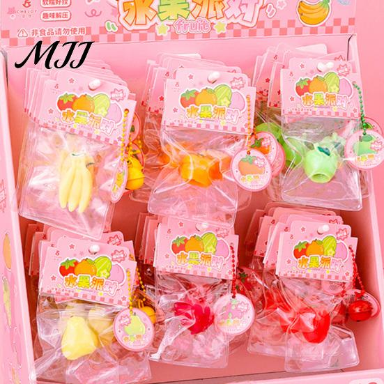 Adult Stress Toy Simulated Fruit Squeeze with Bell Lanyard Anxiety Relief Slow Portable Ball Rising Mini Pinch Sensory Fidget Party Favors