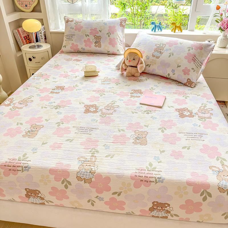 Σεντόνι με λάστιχο Μονό Τεμάχιο Νέο Μαλακό Πλυμένο Βαμβακερό Σεντόνι με Λάστιχο Προστατευτικό Στρώματος Αντιολισθητικό Αναπνέον Σεντόνι Καθολικό για Όλες τις Εποχές