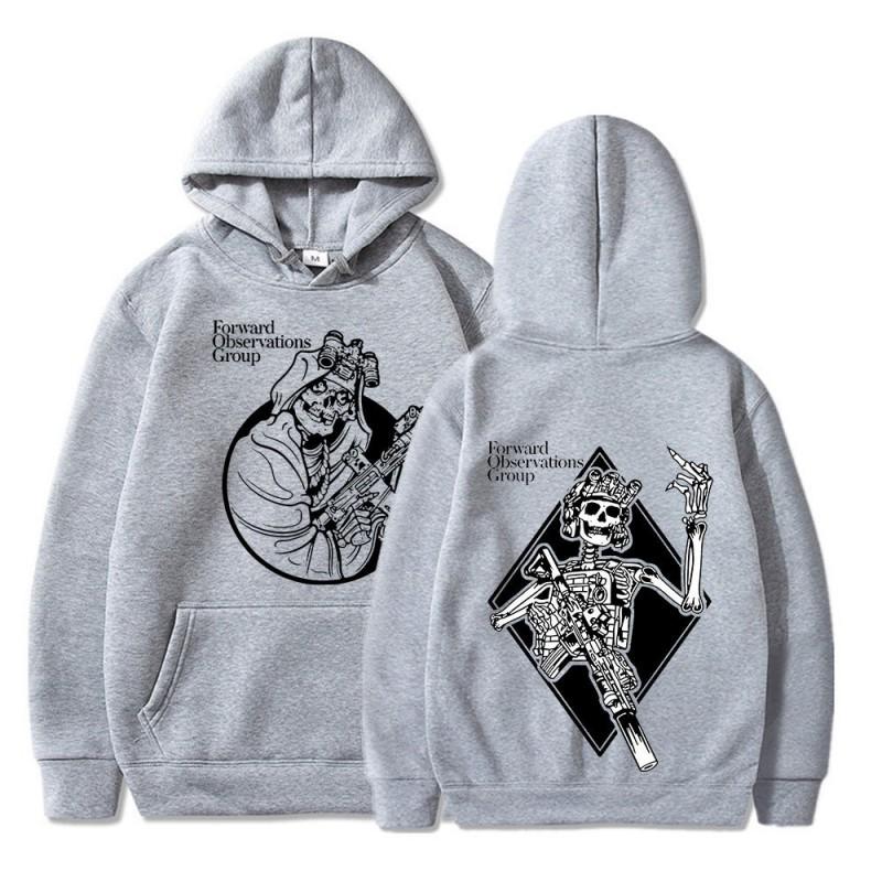 Punk Skeleton Graphic Hoodie Men Streetwear Casual Long Sleeve Pullover Hooded Sweatshirt