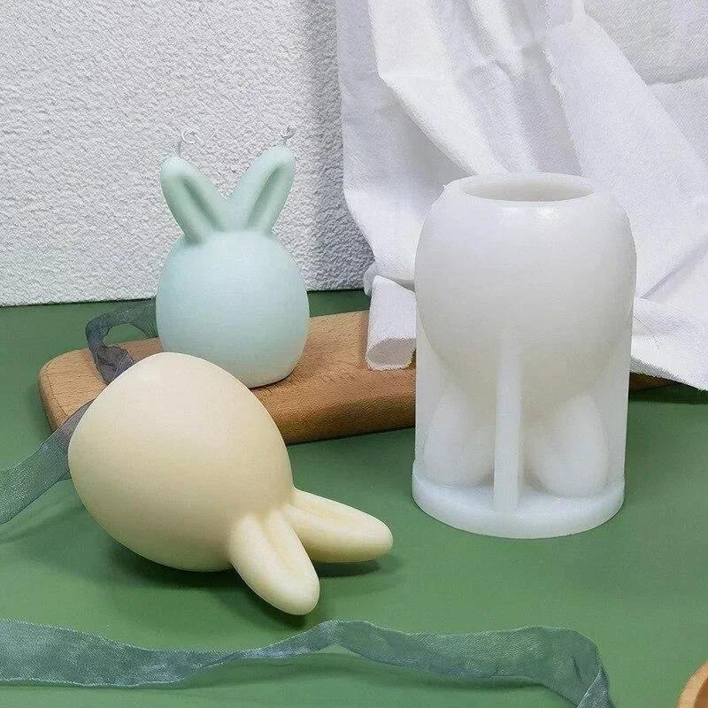 Handmade Molds Cute Cartoon Rabbit Shape Candle Silicone Mold Easter Rabbit Cake Decor Chocolate Drawing Accessories Home Decor