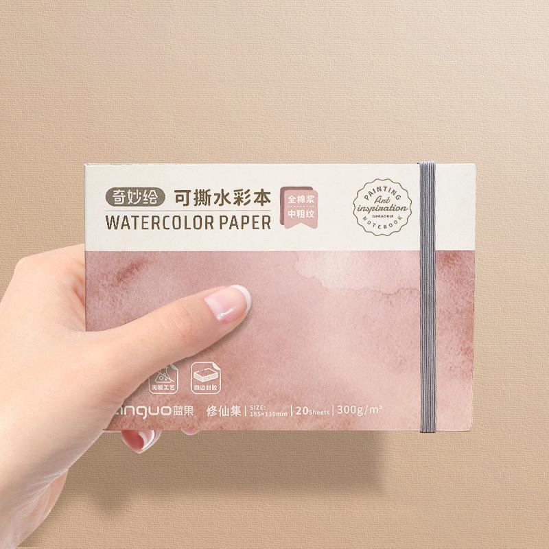 Firkantet Tegnepapirbok i Bomull 300Gsm For Kunstner Akvarell Tegne Notatbøker Mini 20 Ark Skissebok Student Skolemateriell