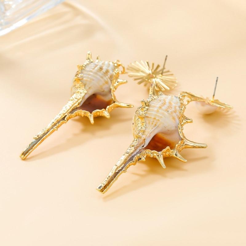 Conch Studs Earrings Bohemian Style Jewelry Exaggerated Comfortable Wear Ear Accessories Unique Fashion Eardrop