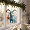 Auspicious Goat Theme Gifts 2D Acrylic Christmas Hanging Ornament, 3.15 Inch Farm Animal Xmas Tree Holiday Car Interior Decor Decoration for Rear View