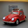 1:24 Classic Beetle Vintage Diecast Car Model, Alloy Retro Old Timer Vehicle with Light & Sound, Pull Back Toy Car