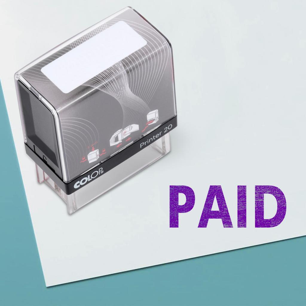 PAID Self Inking Rubber Stamp Custom Colop Office Stationary P20 Mini
