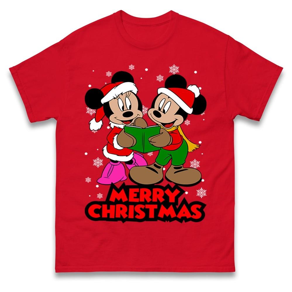 Mickey Minnie Mouse Christmas TShirt Xmas Festive Holiday Gift Tee Top S