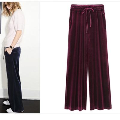 Sping neue mode gerade hosen frauen weibliche kordelzug 5XL 6xl Elastische taille samt breite bein hosen casual Hosen