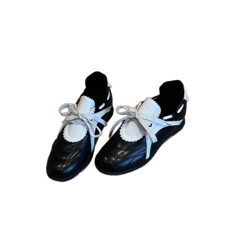 Lan Cabinet Edition~ Contrasting Color Functional Fengde Training Shoes Women's 2025 Autumn New Flat Bottom Height Increasing Casual Sneakers