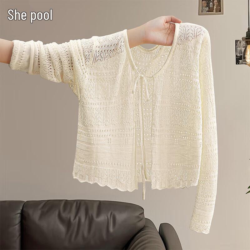 

Women s Lightweight Crochet Hollow-Out Cardigan One Size