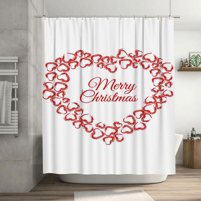

Tuniu Charming Christmas Shower Curtain Festive Holiday Bathroom Decor Cute Funny Xmas Pattern Waterproof Fabric Backdrop W60H190(CM)-1 Pcs