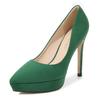 Women Flocks High Heel Shoes Pointed Toe Platform Single Shoes Office Nightclub Party Wedding Princess Model Catwalk Show Pumps