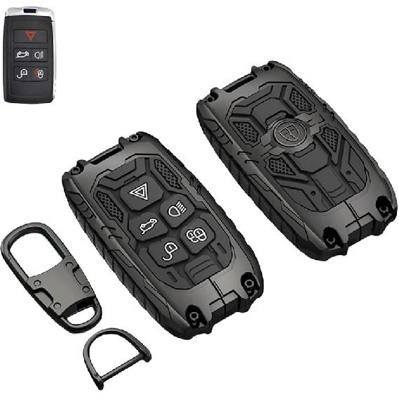 Heavy Metal Key Fob Cover Case Protector For Land Rover, Keychain, Accessories For 2010-2017 Land Rover Range Rover Evoque, 12-15 LR2 LR4 Discovery &