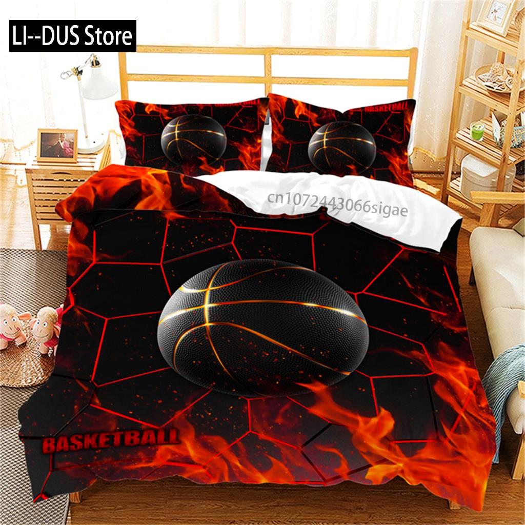 Duvet Cover Basketball Player Queen Bedding Set Microfiber Competitive Sports Game Comforter Cover For Kids Teen Bedroom Decor