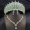 Quality Blue Tiaras and Crowns Bridal Jewelry Sets for Women Prom Wedding Crown necklace earrings Set Costume Accessories