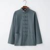 Men's Retro Chinese Style Tang Suit - Cotton and Linen Long-Sleeved Zen Top for Tai Chi.