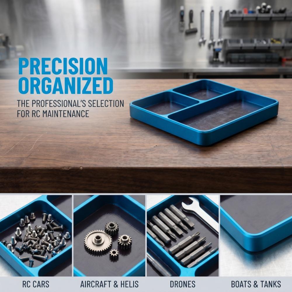 Aluminum Alloy Magnetic Screw Tray 3-Compartment Magnet Parts Tray Parts Holder Tray  For RC Car