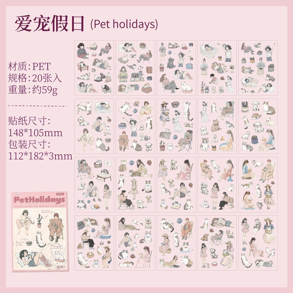 20-Sheet Minimalist Forest-Style Girl Creative Sticker Book, Simple Woodland Character Designs for Hand Account & DIY Crafts