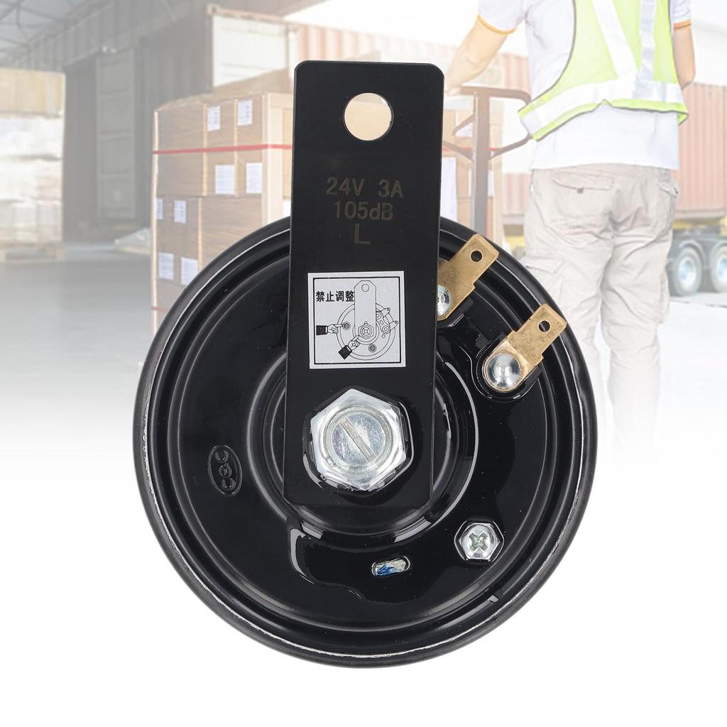 24V 3A Forklift Horn, 105dB Loud Universal Car Disc Horn, Truck Metal Horn for Excavator Special Vehicle Construction Machinery
