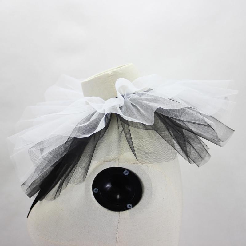 Victorian Layered Black White Ruffled Mesh Tulle Detachable Neck Ruff Faux Collar for Women Cosplay Shawl Wrap Capelet