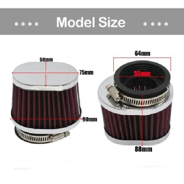 55mm Red FOR Motorcycle Scooter Air Filters High Flow Air Pods Cleaner Durable*2