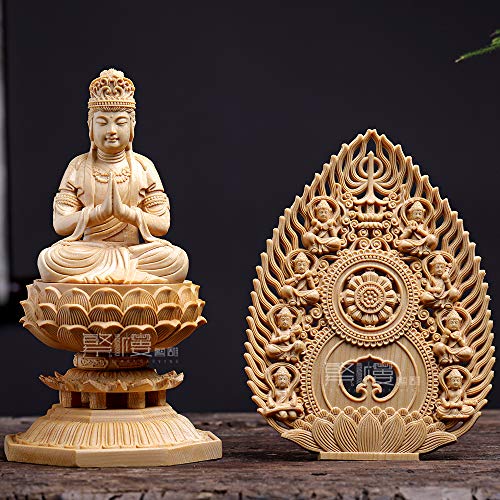 Hanro Holzschnitzerei Buddhistische Statue von Samantabhadra Bodhisattva, Holzschnitzerei, Ornament, Glück, Sternzeichen-Amulett, Feng Shui, Gebet, Schutz vor M