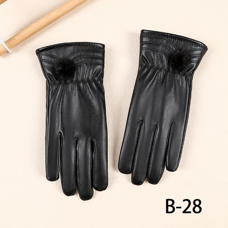 

Women s Touchscreen Leather Gloves - Cold & Windproof, Non-slip Sheepskin Texture, Thin Fleece Lining for Autumn/Winter Outdoor Riding One Size