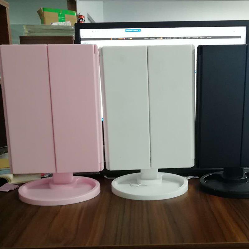 Rotatable 3-Fold LED Makeup Mirror with Magnification and Desktop Storage
