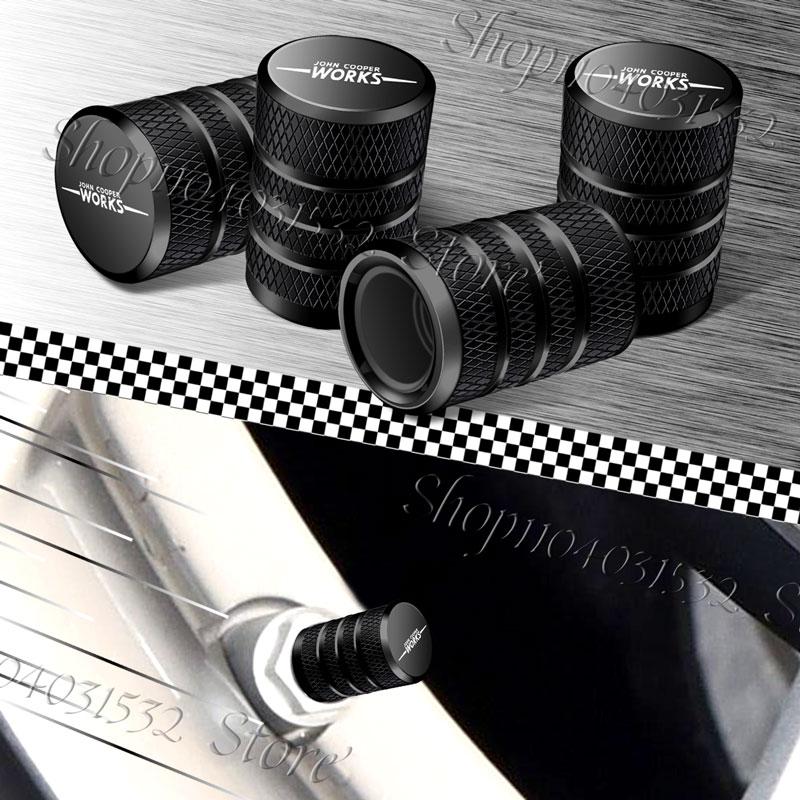 4pcs Car Metal John Cooper Works Logo Wheel Tire Valve Stem Cap Dust Rim Covers For Mini Cooper S R50 R56 F55 F56 F60 Countryman ASZ40