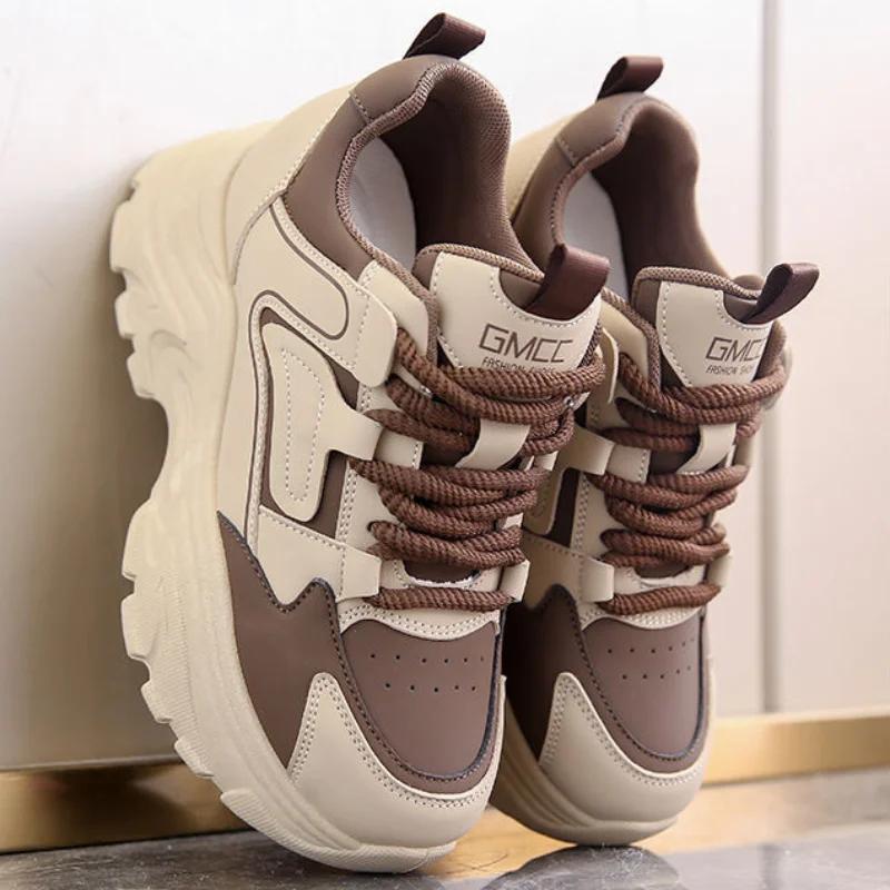 Women Platform Sneakers New Fashion Designer Fashion Outdoor Flats Causal Lace Up Women Lace-up Running Shoes Zapatillas Mujer