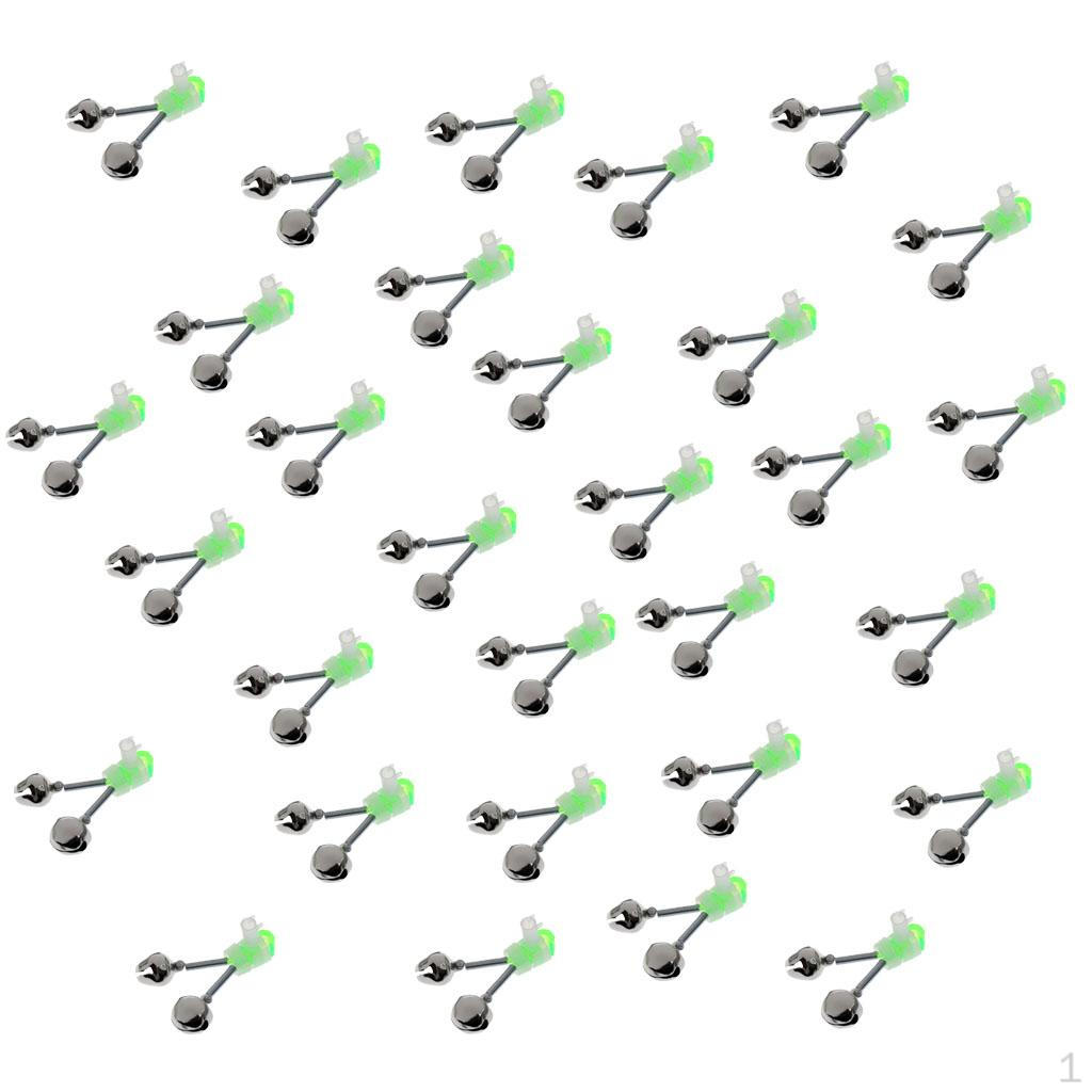 

30 шт. сигнализаторы поклевки для рыбалки, 2 колокольчика, кольцо с наконечником удочки, сигнализация на приманку на колокольчике