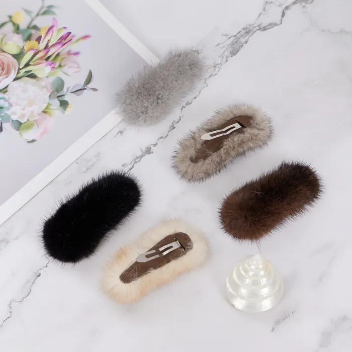 LALA Natural Mink Fur Snap Clip
