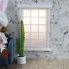 White Miniature Doll House Window Frame With Panels For Customizable Doll Accessories