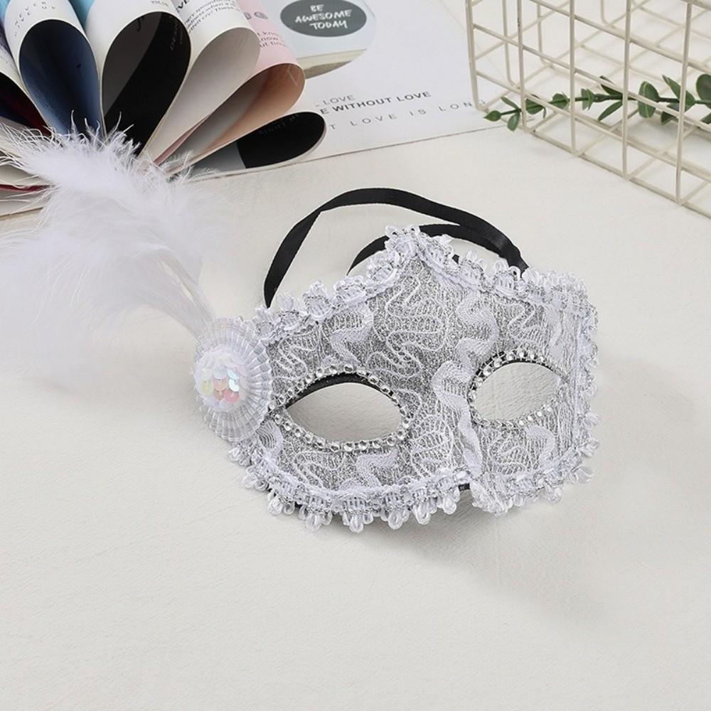 Lace Half-Face Mask Multicolor Masquerade Ball Mask Fancy Feather Mask  Costume Party
