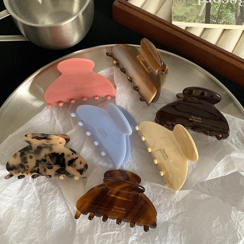 Korean Retro 6.6cm Oval Milky Coffee Brown Half Hair Clip Hair Accessories Simple Acetic Acid Shark Clip For Woman Girls