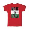 Gift T-Shirt : Made In Italy Flag Retro Artistic Italian Expat Country