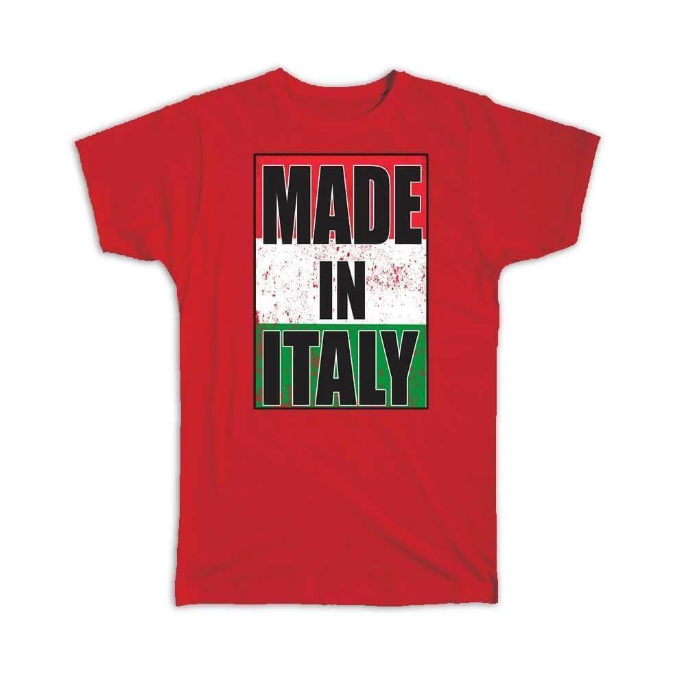 Подарочная футболка : Сделано в Италии Флаг Ретро Художественный Итальянский Экспат Страна S