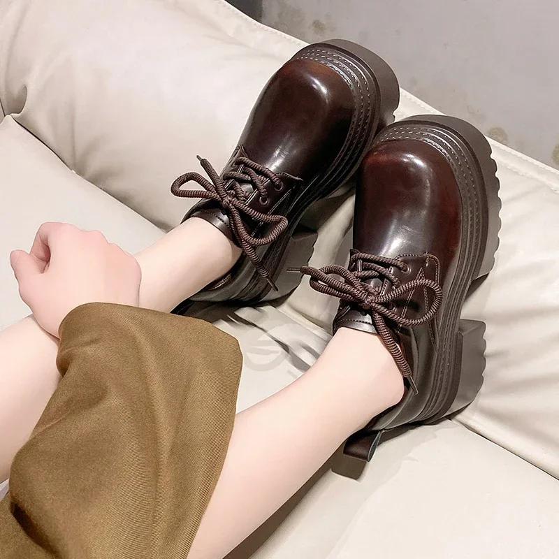 Fashion 10cm New 2025 Spring Women's Leather Sneakers High Platform Lace-up Casual Shoes Thick Sole Heels Walking Shoes Zapatos Mujer