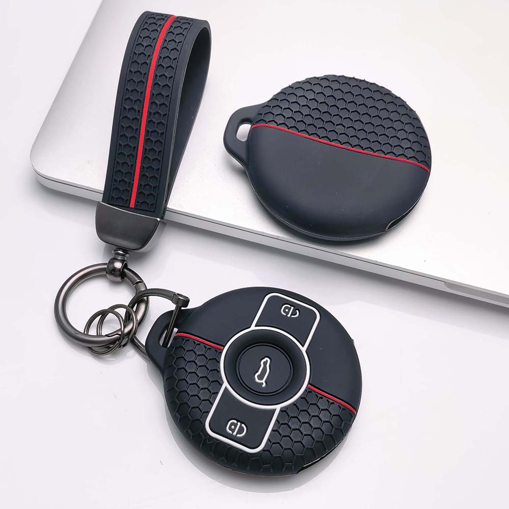 Key Holder Cover for Mercedes with Keychain For Smart 1 Smart 3 Anti-Scratch Anti-Shock Keychain Holder Anti-Scratch Guard Soft Grip Texture