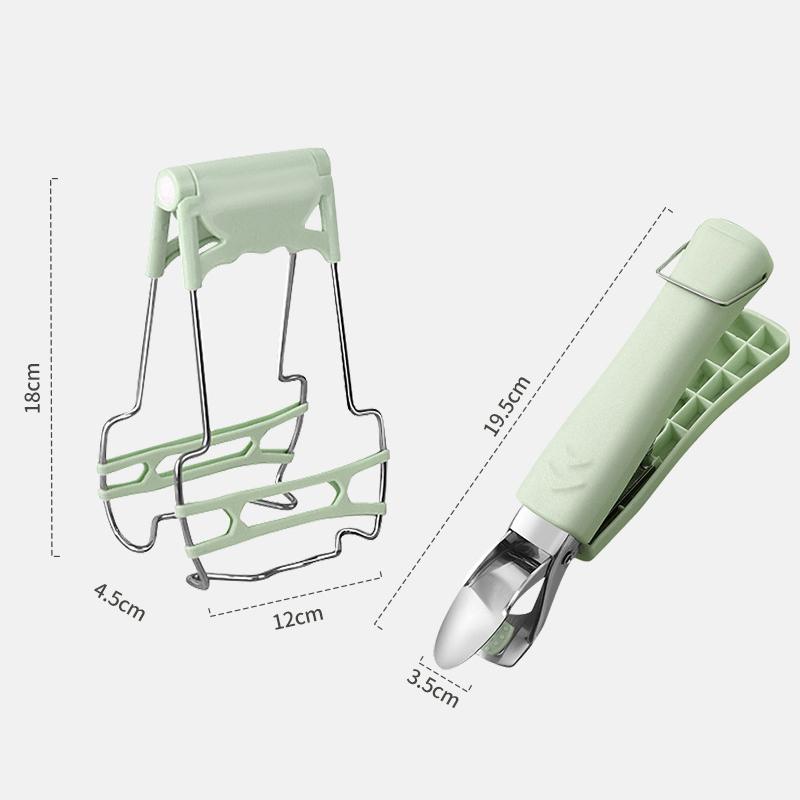 

2Pcs Kitchen Stainless Steel Anti-Scalding Clips Portable Bowl Clamp Non-Slip Pan Gripper Kitchen Pot Clips Cooking Baking Tool зелёный