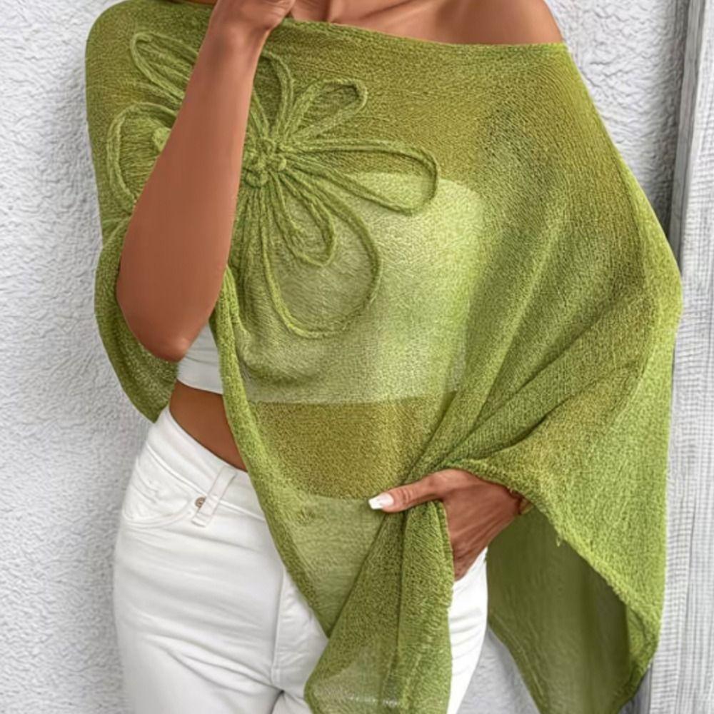 Off Shoulder Poncho Tops Sheer Design Crochet Poncho Stylish Sheer Top  Beach Wear