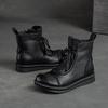 Johnature Flat Bottom Plush Warm Cotton Boots Solid Color Retro Genuine Leather Women's Short Boots